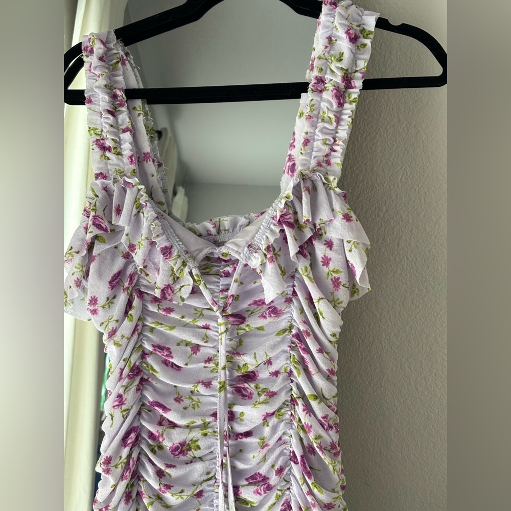 By Anthropologie Sleeveless Square-Neck Ruched Mini Dress - Picture 6 of 8